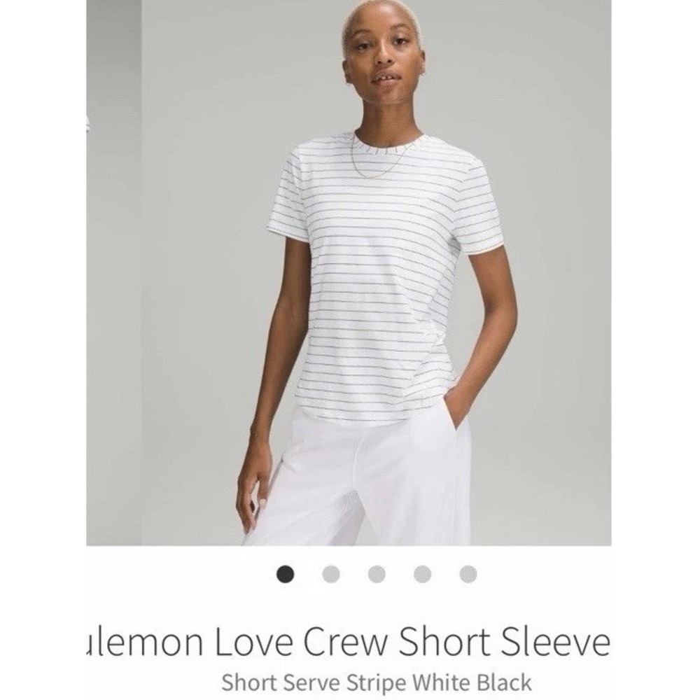 🍋 Lululemon Love Crewneck Short Sleeve T Shirt STRIPE WHITE BLACK 16 $48 W3EYNS